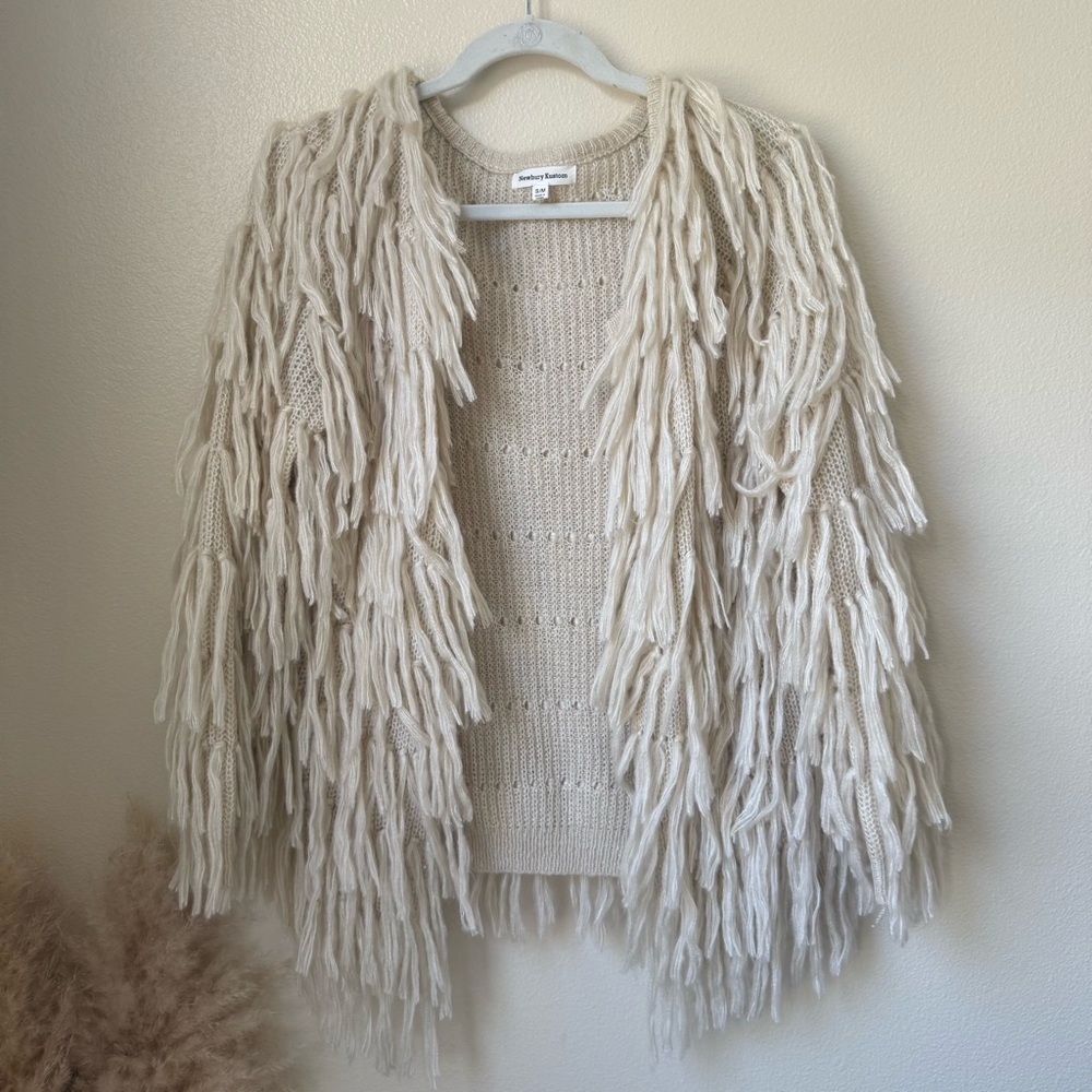Newbury Kustom Cream Fringe Cardigan